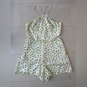 Hutch White and Yellow Floral Shorts Jumpsuit